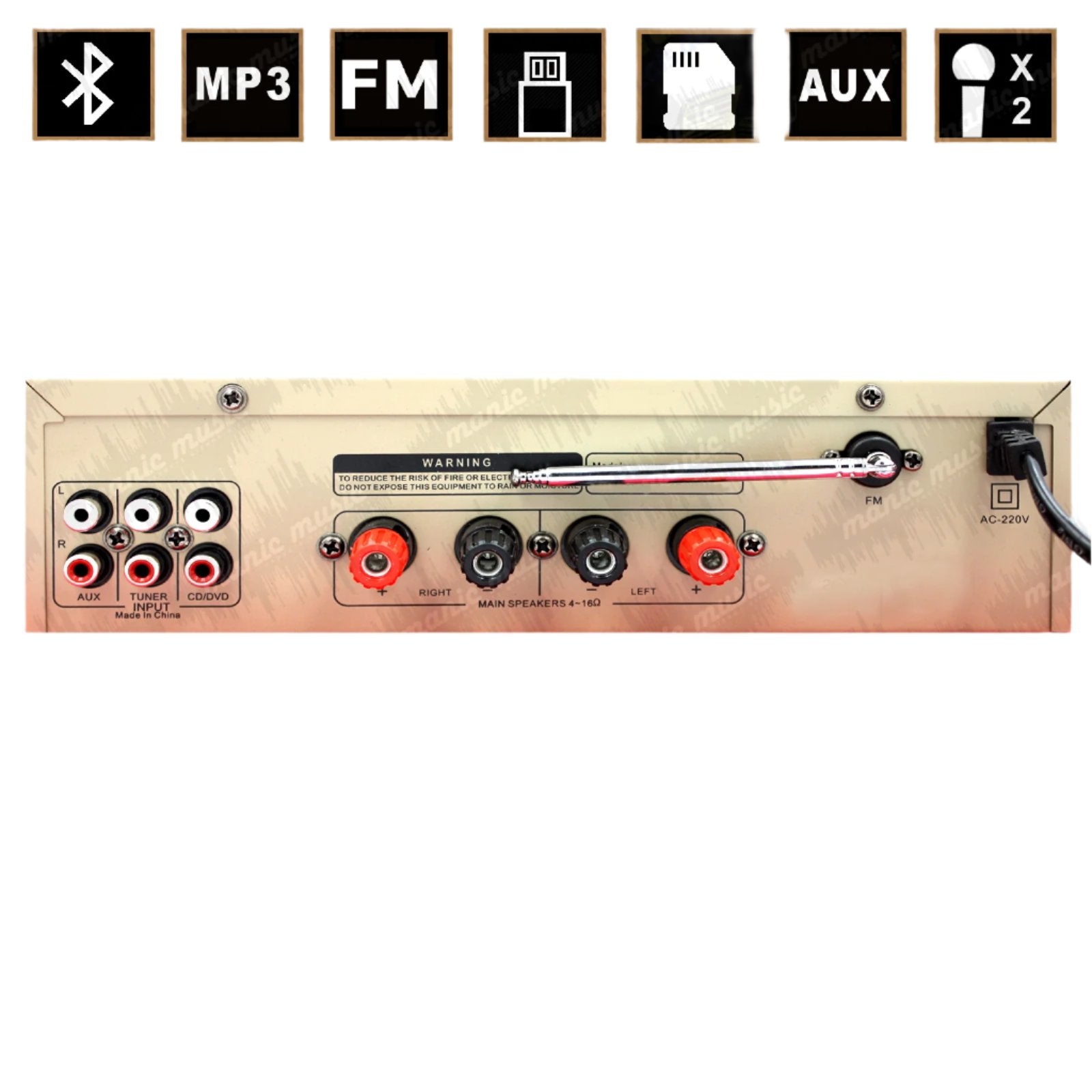 ASHTEC Bluetooth Karaoke 600w Mixer Amplifier Receiver FM Radio MP3 2x Mic Inputs