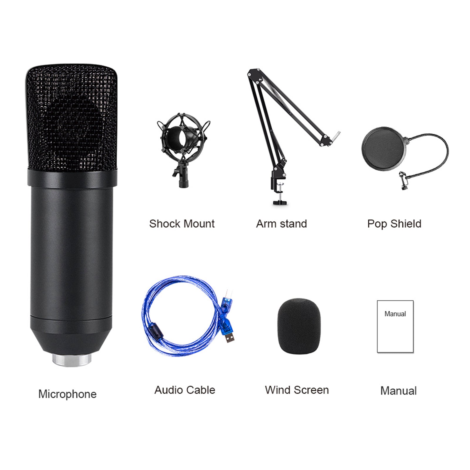 USB Condenser Microphone Kit Plug & Play Cardioid Mic Podcast Gaming Studio PC or Mac