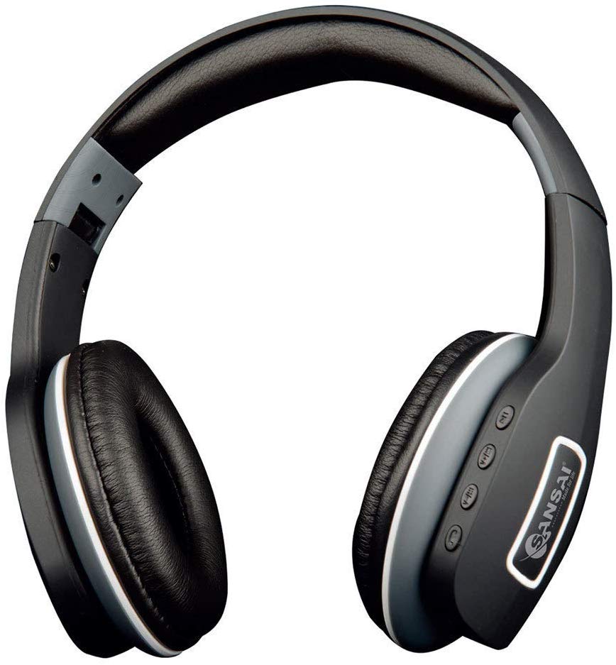 Bluetooth Stereo Headphones Foldable/Adjustable/Wireless w Controls Black Sansai