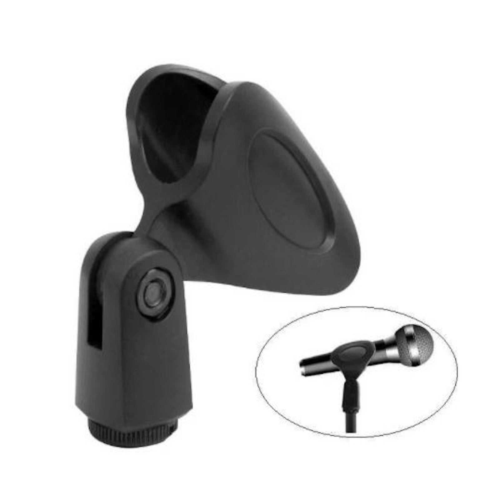 Mic Clip Holder for Microphone Flexible Rubberised Plastic Universal + 3/8" to 5/8" Thread Adapters