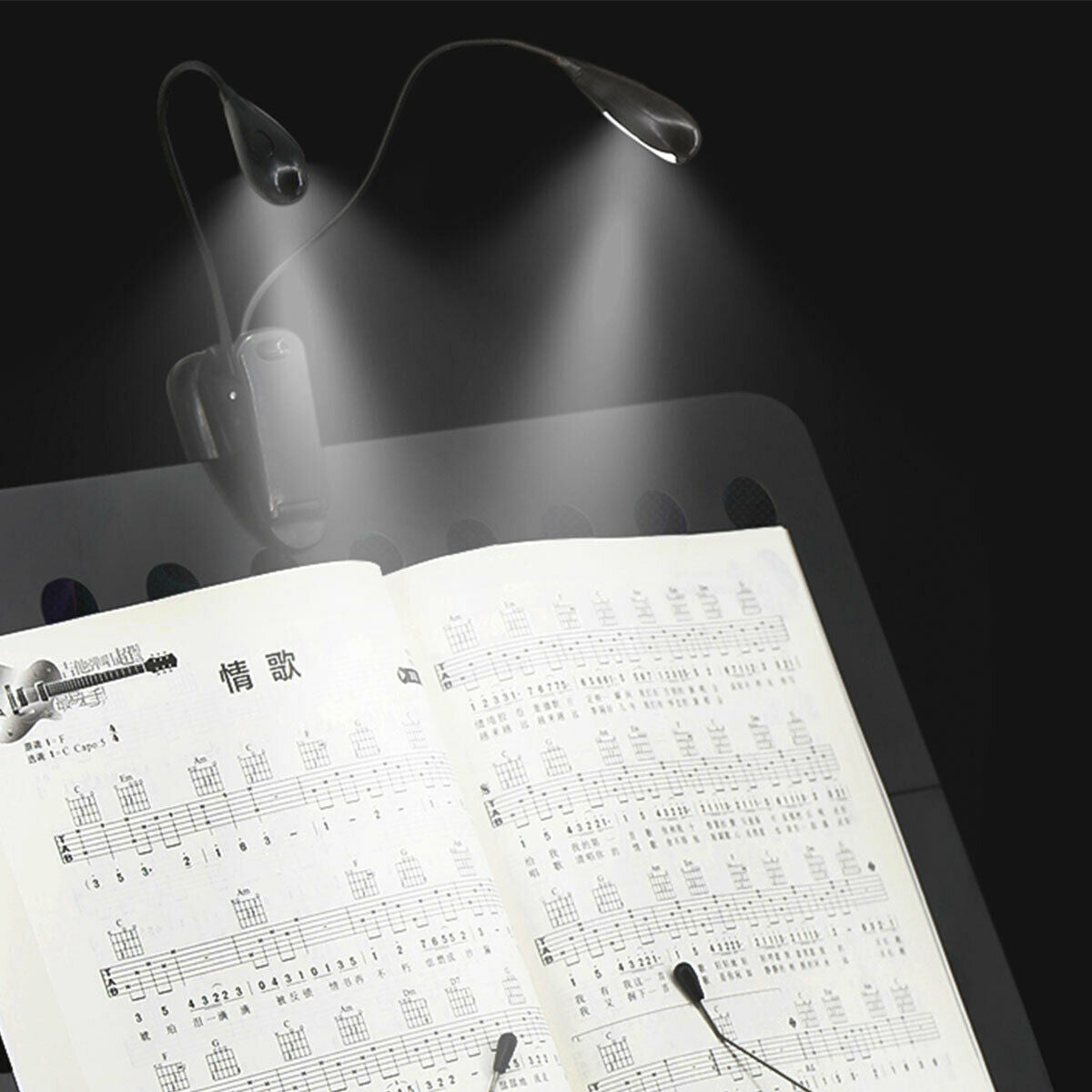 Sheet Music Stand Light Clip On LED Lamp No Flicker, Fully Adjustable Brightness for Musicians DJ's