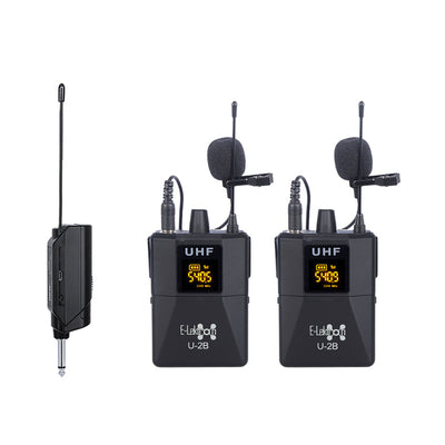 Wireless UHF 20 Channels Tunable Universal microphone set with 2 bodypack Lavalier microphones With Mini Plug Receiver