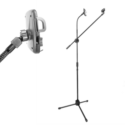 Microphone Mic With Phone Mount Flexible Metal Gooseneck Tripod Adjustable Mount Mic Clip