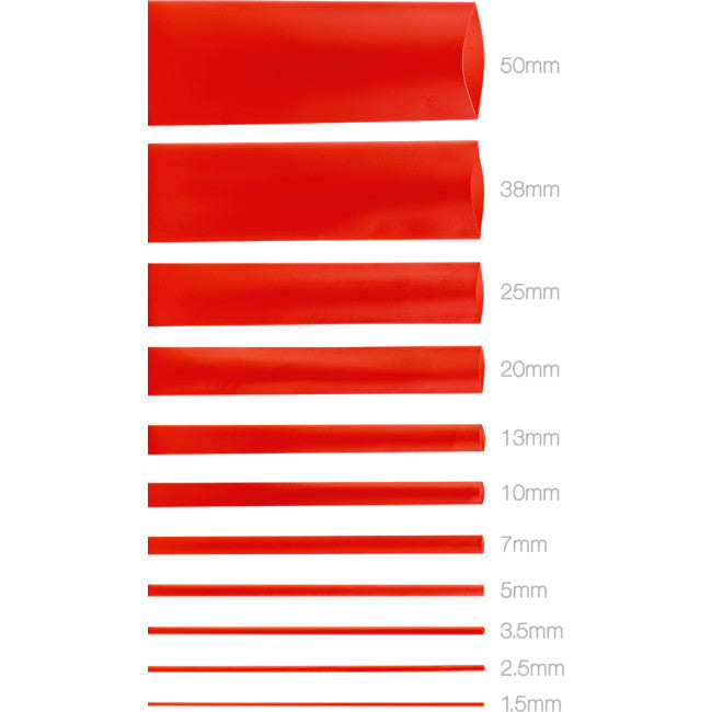 HS10RED 10MMX1.2M HEAT SHRINK - RED HSRD135 KHUS-225-9-RD-L