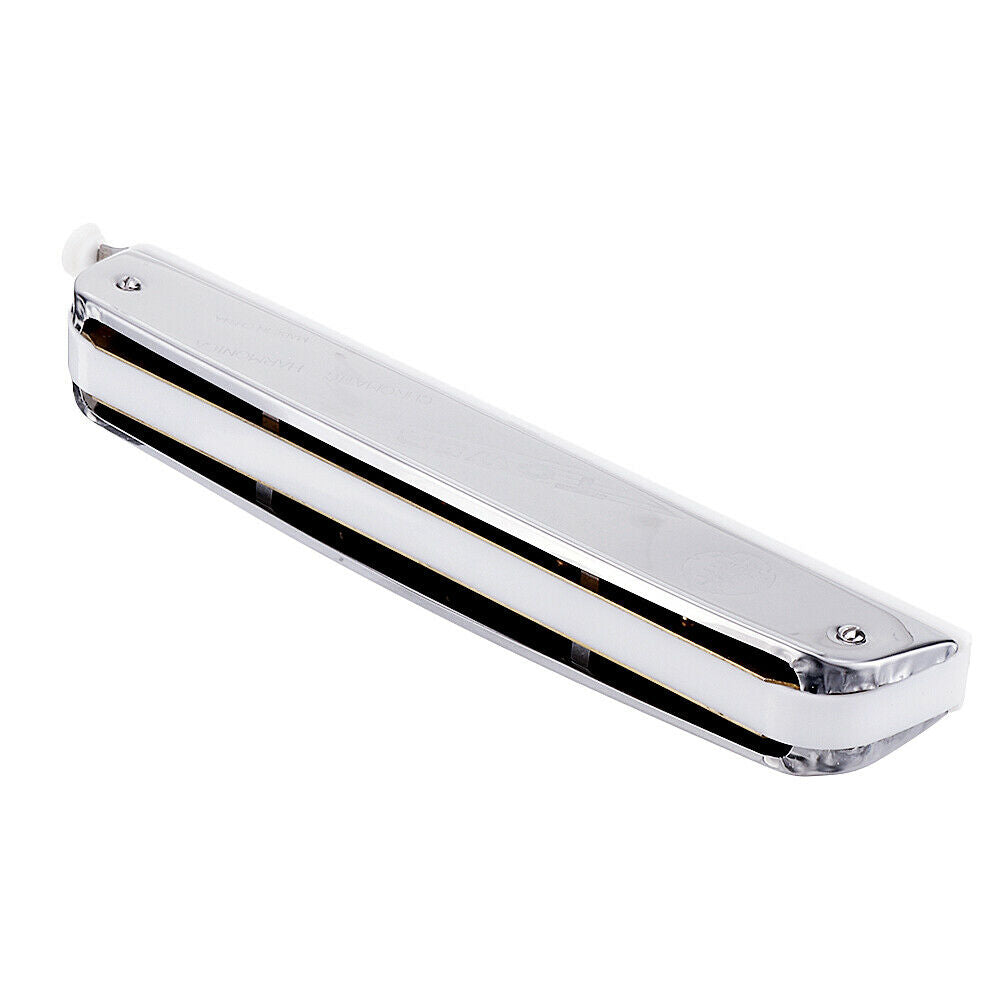 Harmonica Chromatic Mouth Organ Key of C 24-Holes Classic Chrome Blues Harp With Scale Changer