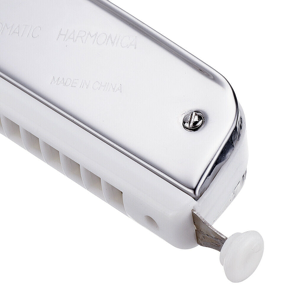 Harmonica Chromatic Mouth Organ Key of C 24-Holes Classic Chrome Blues Harp With Scale Changer