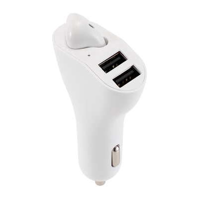 Bluetooth Earbud Headset with Dual Port USB Car Charger 3.1A V5.0 Handsfree Car Kit