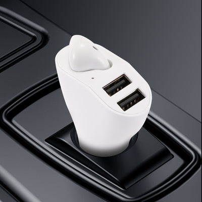 Bluetooth Earbud Headset with Dual Port USB Car Charger 3.1A V5.0 Handsfree Car Kit
