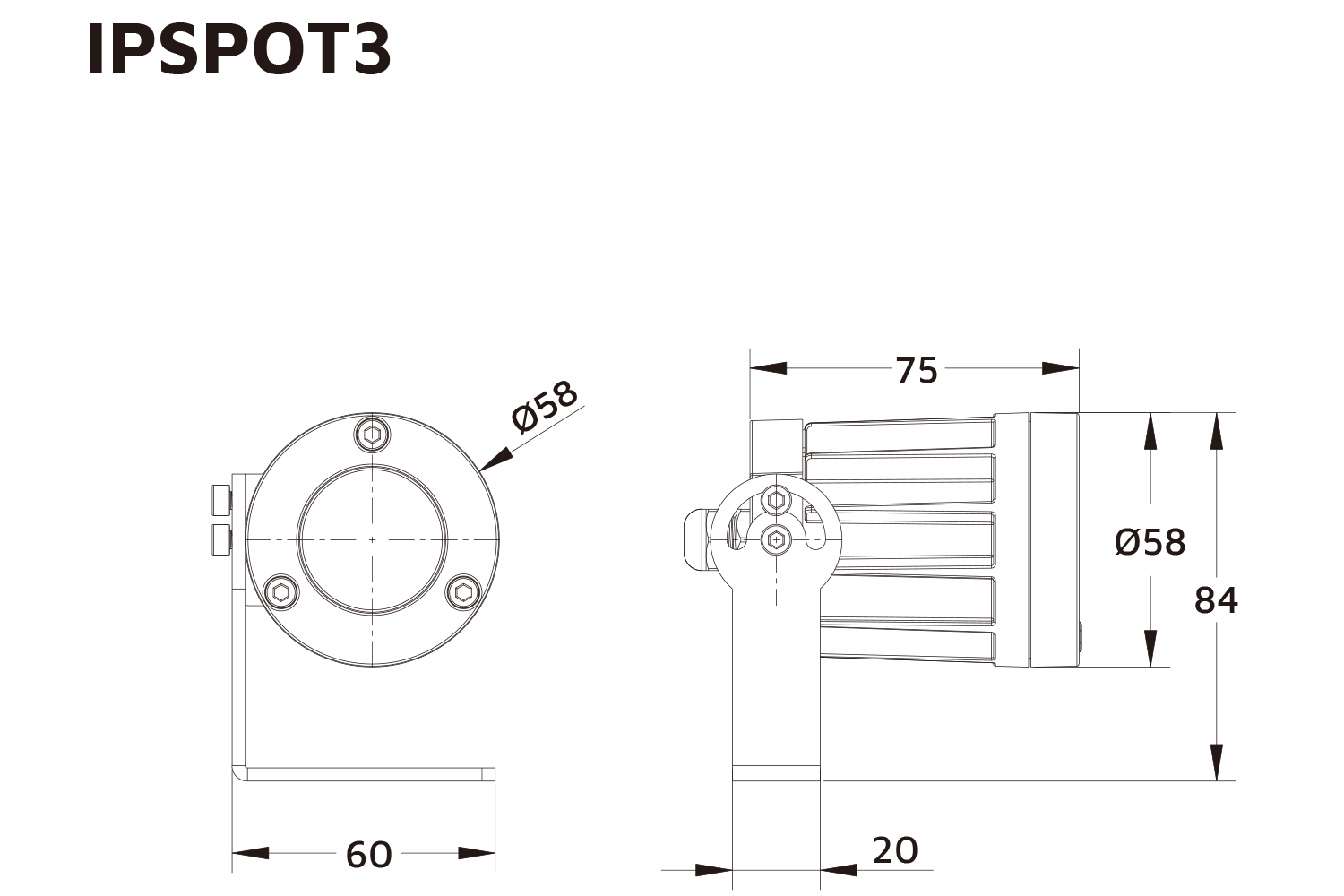 Event Lighting IPSPOT3 - 3 W Single Colour Spot Light