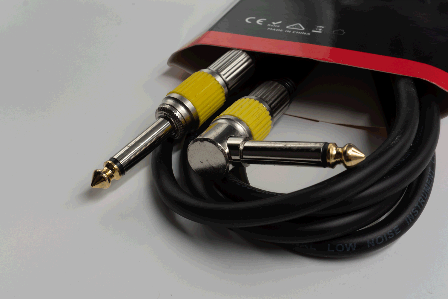 Event Lighting JJR3EL - 3m Jack TS Male to Jack TS Right Angle Male Signal Lead - Yellow Ring