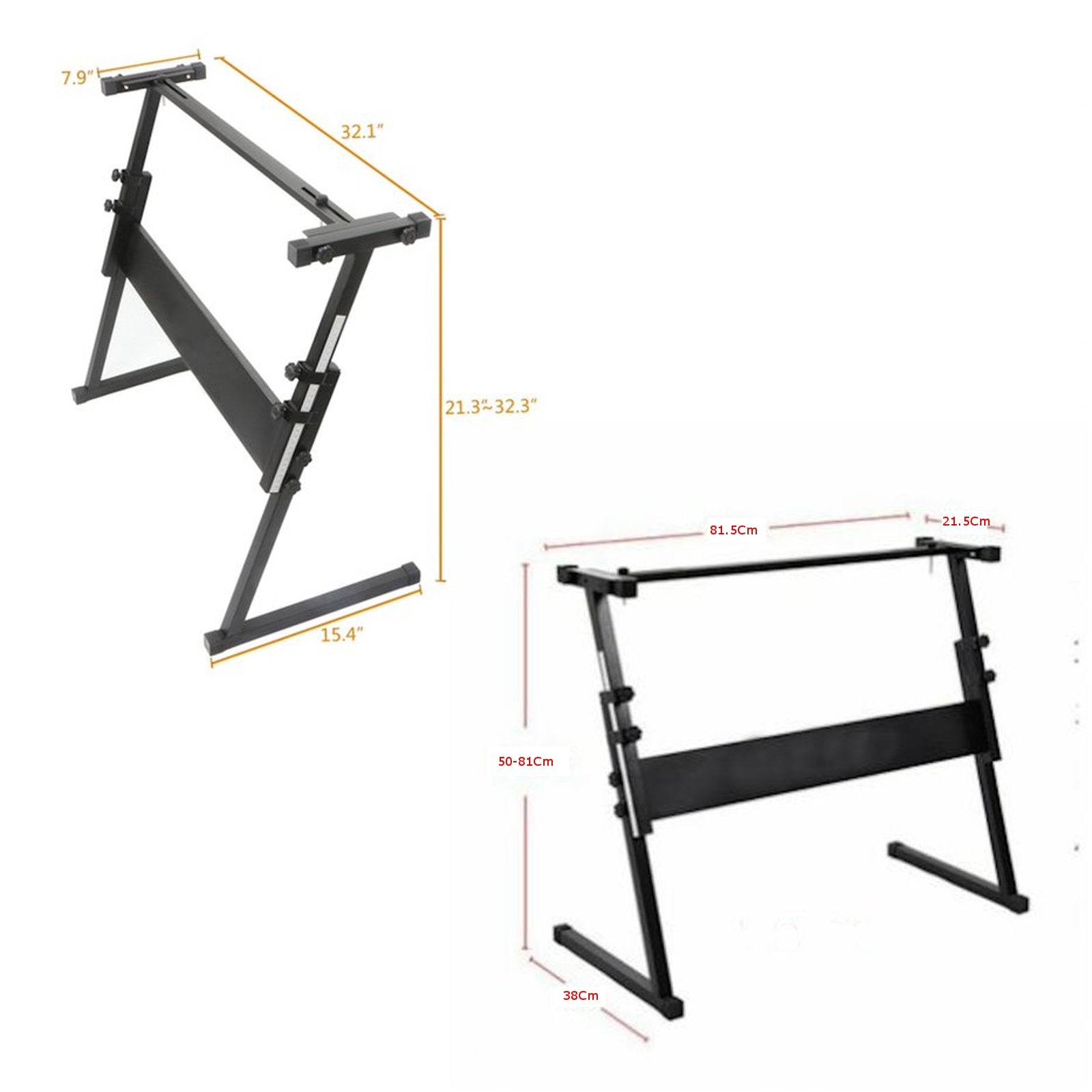 Keyboard Piano Stand Z Type Height Adjustable For 54 / 61 Keys Steel Frame