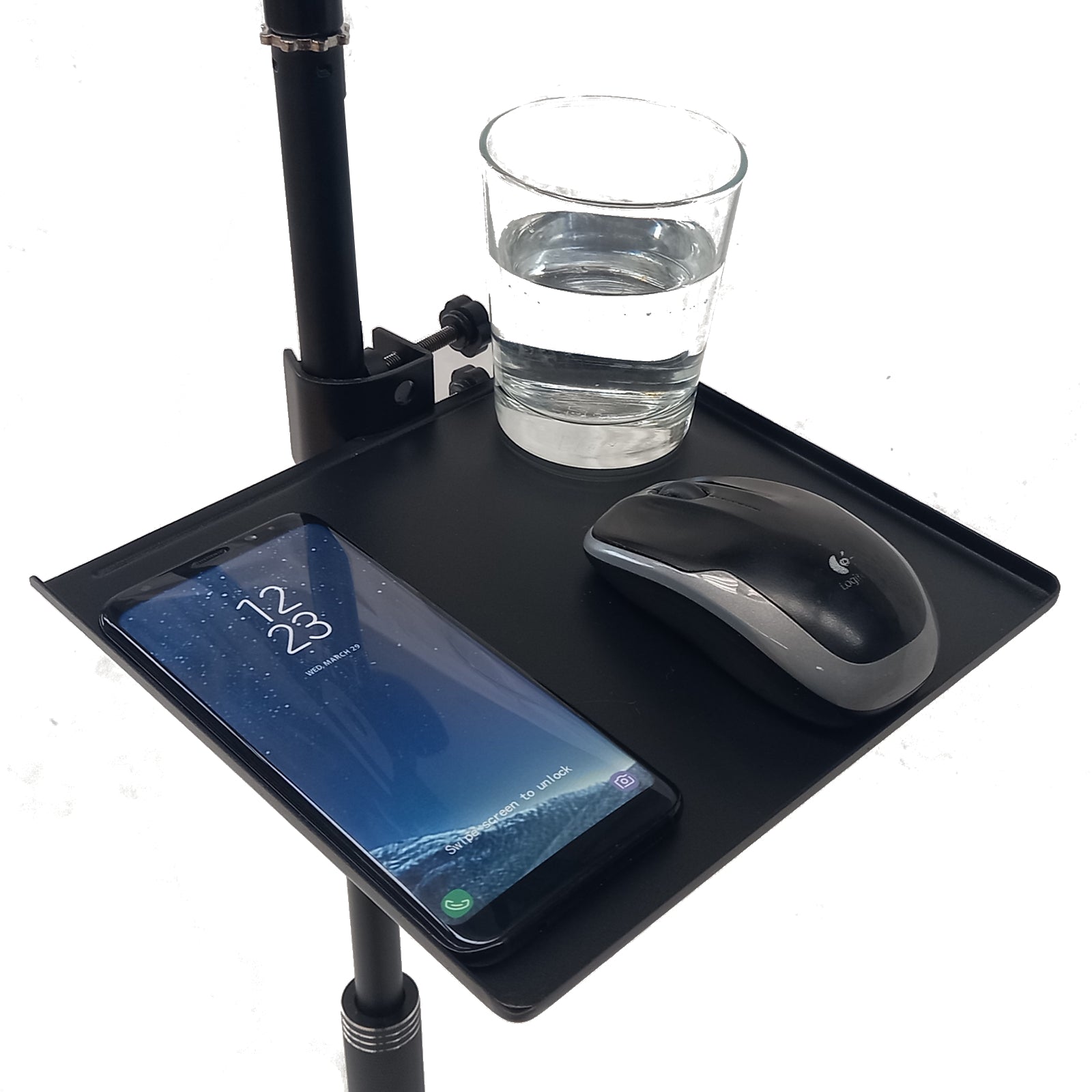 Music Mic Stand Clamp-on Tray Metal Shelf For Accessories Projector Stand Mouse Pad