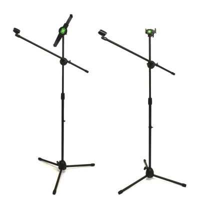 Microphone Stand with Tablet and Phone Mount Holder Attachment Combo + Optional Microphone