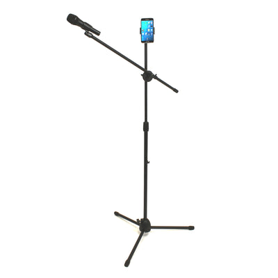 Microphone Stand with Tablet and Phone Mount Holder Attachment Combo + Optional Microphone
