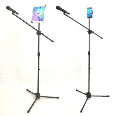 Microphone Stand with Tablet and Phone Mount Holder Attachment Combo + Optional Microphone