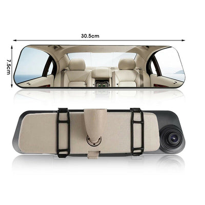 1080P Dash Camera DVR Recorder Rear View Mirror Cam Wide Angle LCD Monitor