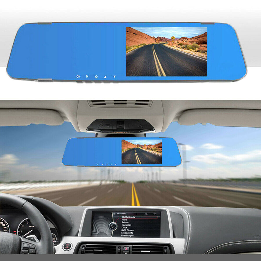 1080P Dash Camera DVR Recorder Rear View Mirror Cam Wide Angle LCD Monitor