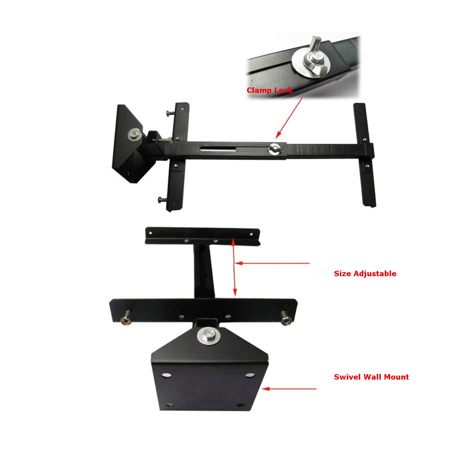 Pair Wall Mount Speaker Stand Adjustable Bracket Tilt & Pan Swivel Pivot 18kg