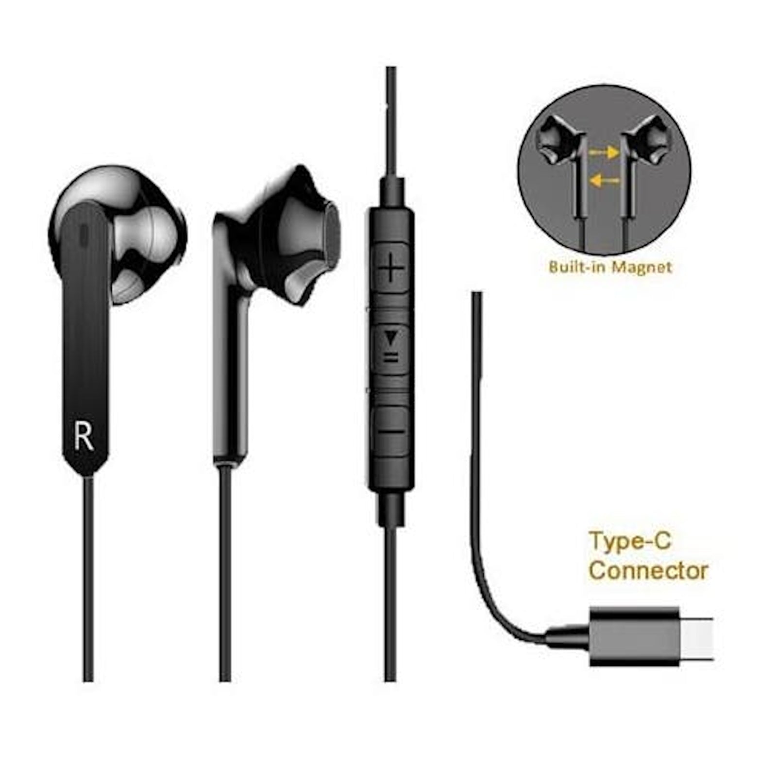 USB Type C Headphones Earphones Microphone Headset Universal Phone Tablet Sansai