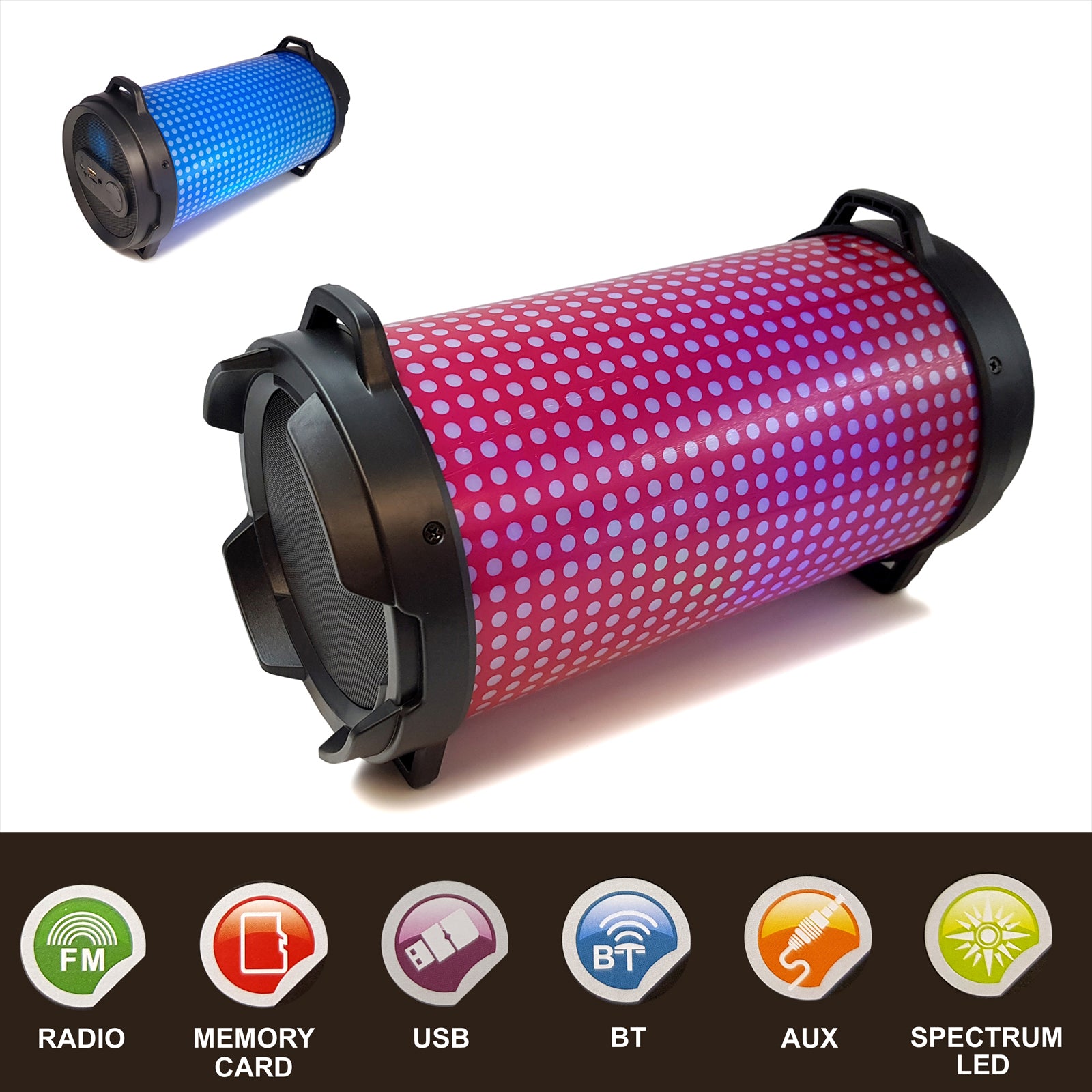 Portable Wireless Bluetooth Speaker Stereo Music Bass FM USB TF AUX MP3 3 colours available
