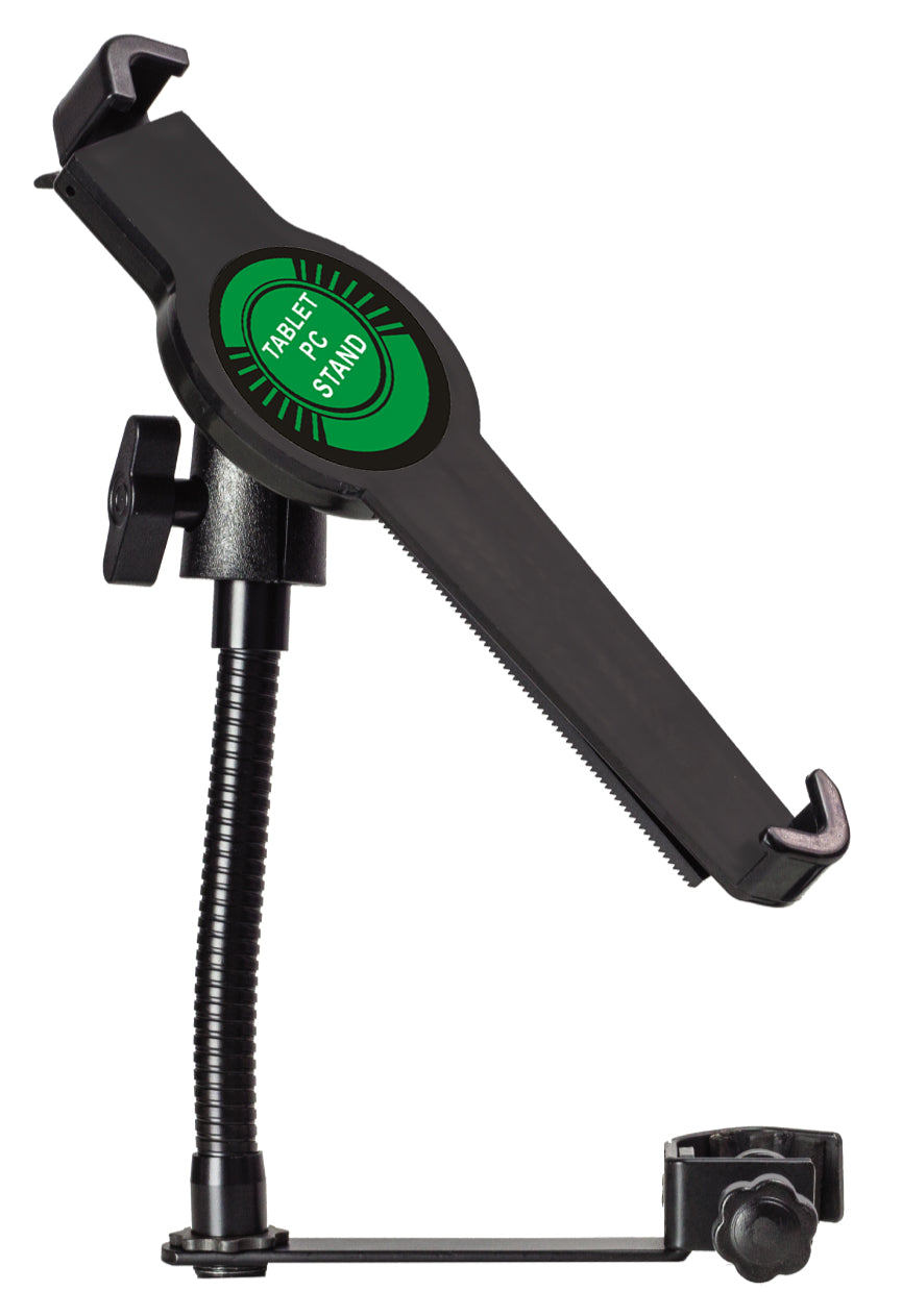 Universal Tablet Holder For Microphone and Music Stand Clamp On Metal Gooseneck Suits iPad or Android