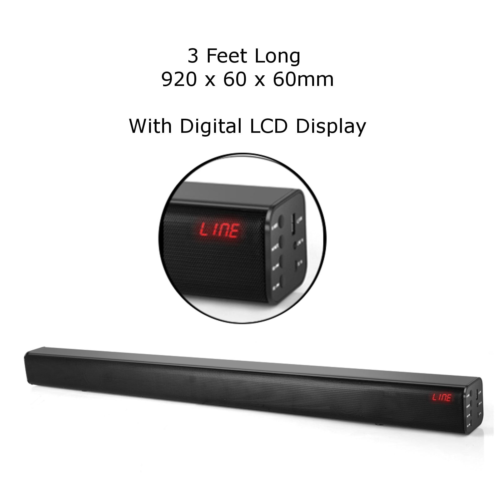 3ft TV Soundbar Bluetooth Wireless Speaker FM Radio Sound Bar Home Theatre