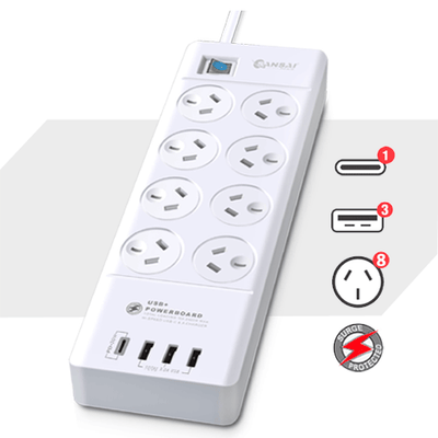 8 Outlet USB-A & USB-C Powerboard SANSAI PAD-8088