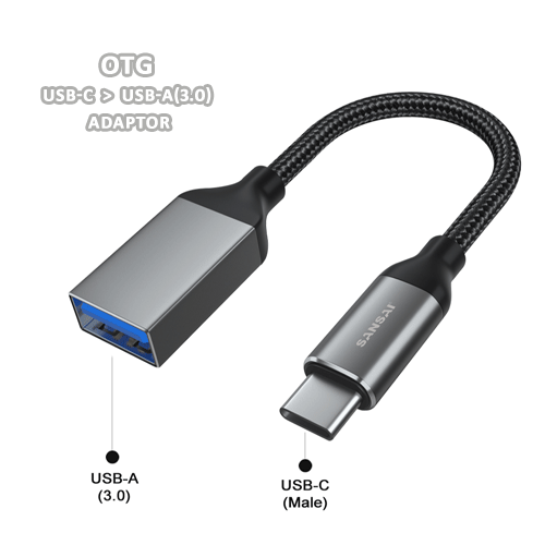 USB-C > USB-A (3.0) OTG Adapter SANSAI TPE-6161