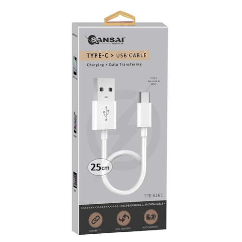 Type-C to USB Cable 25cm SANSAI TPE-6262