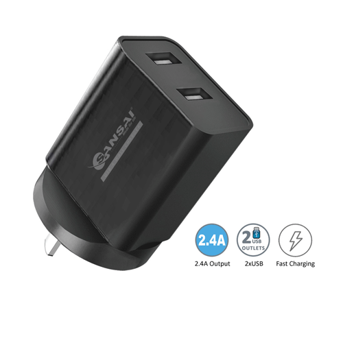 2 USB Outlets Wall Charger 2.4A SANSAI HW-2255