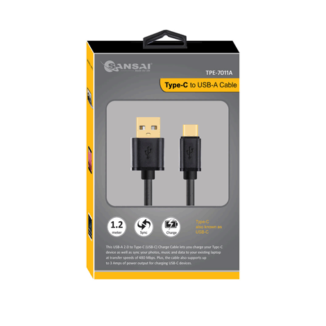 Type-C to USB-A Cable SANSAI TPE-7011A
