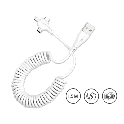3-IN-1 Coiled Charging Cable SANSAI IPH-0906C