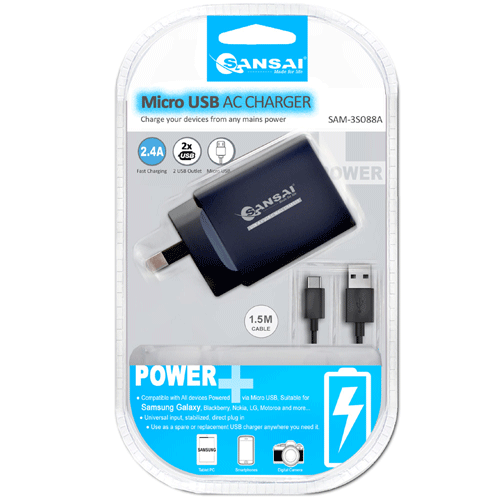 Micro USB Cable + AC Charger SANSAI SAM-3S088A