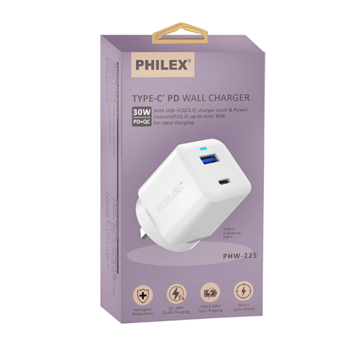 30W USB-A+C Quick Charger SANSAI PHW-225