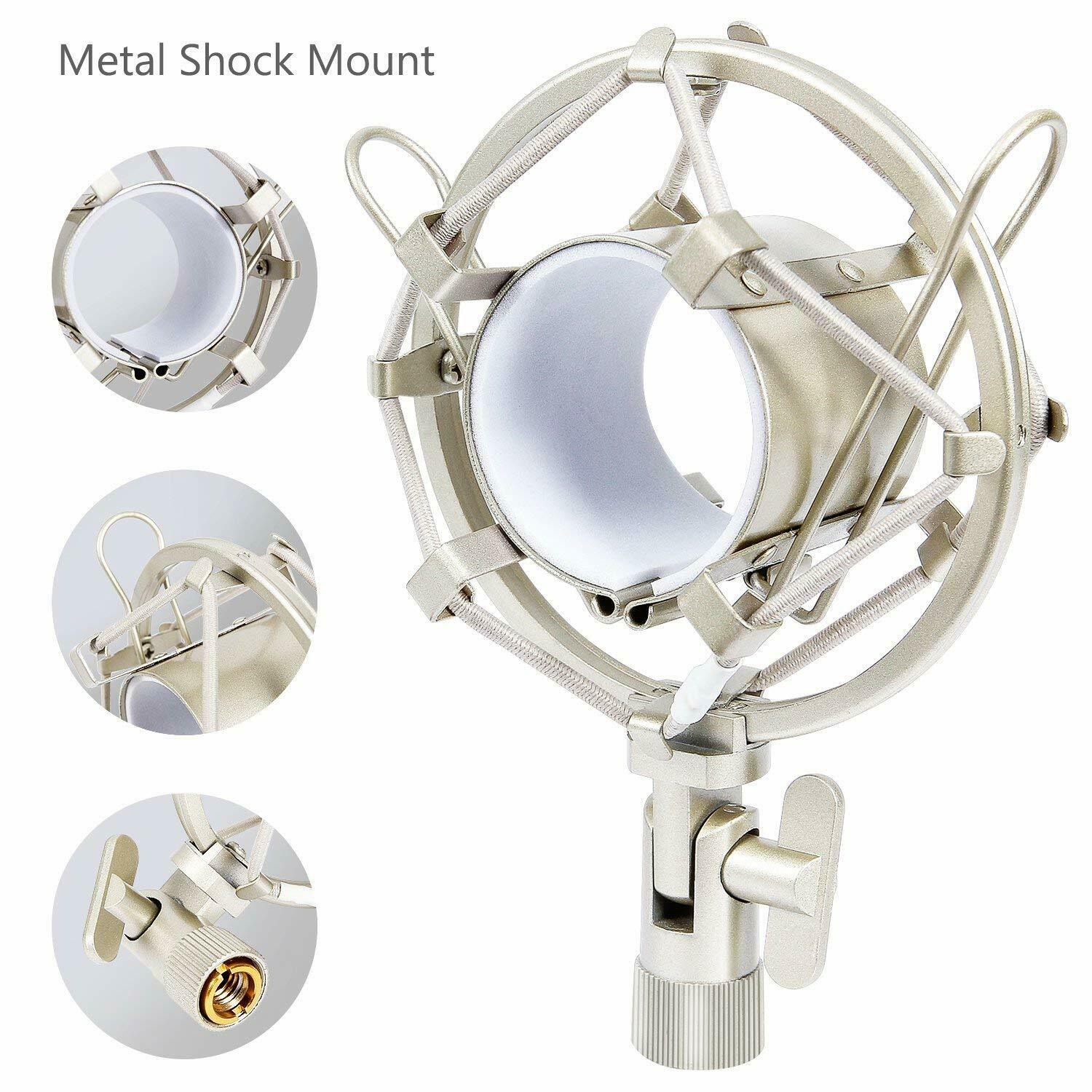 Metal Condenser Microphone Shock Mount For 43-40mm Diameter Universal Stand Mic Holder 3'8" or 5/8"
