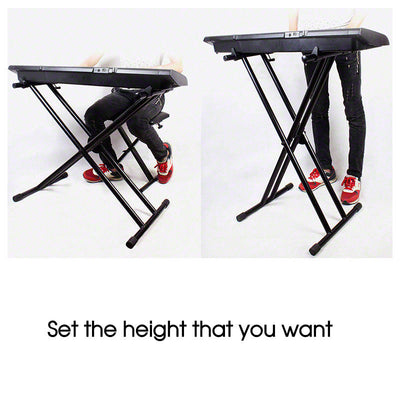 Keyboard Stand Adjustable Height and Piano Bench Stool Set Package