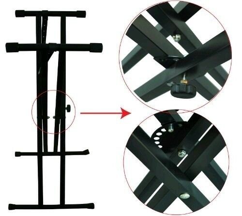 Keyboard Piano Stand Height Adjustable Foldable Steel Double Braced X Type Frame