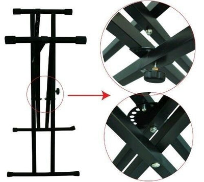 Keyboard Piano Stand Height Adjustable Foldable Steel Double Braced X Type Frame