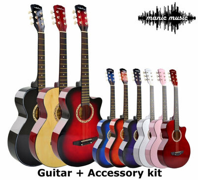 38" Cutaway Wooden Steel String Acoustic Guitar +Bag and Pick