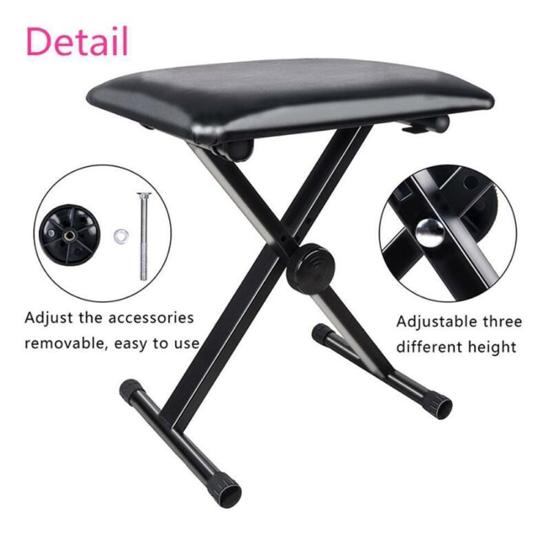 Portable Piano Stool Adjustable Folding 3 Way Keyboard PU Leather Bench Seat
