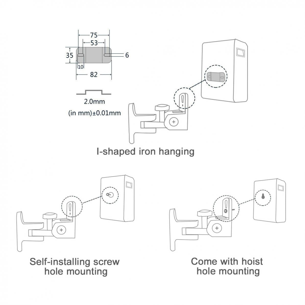 Pair Speaker Wall Mount Brackets 15Kg With Hardware Universal Heavy Duty Alloy Cast Tilt or Pivot