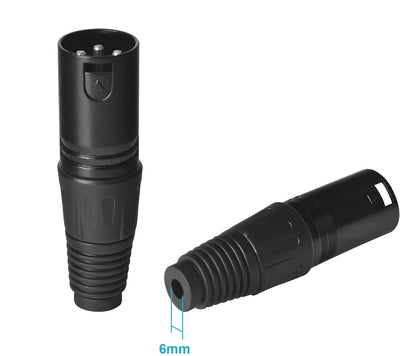 Pair of 3-Pin Male Female XLR Audio Cable Connector Plug Jack Microphone Adapter