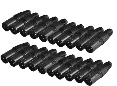 20 Pairs of 3-Pin Male Female XLR Audio Cable Connector Plug Jack Microphone Adapter
