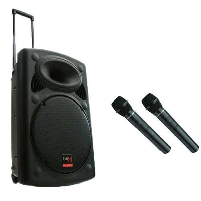 15″ Inch Portable Bluetooth Speaker 900w PA Sound System Battery + 2 Wireless Microphones