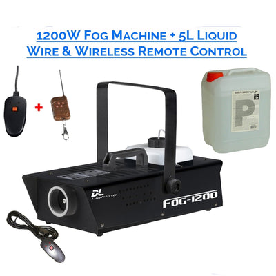 1200w Fog Smoke Machine With Wired And Wireless Remote Control + 5L Liquid