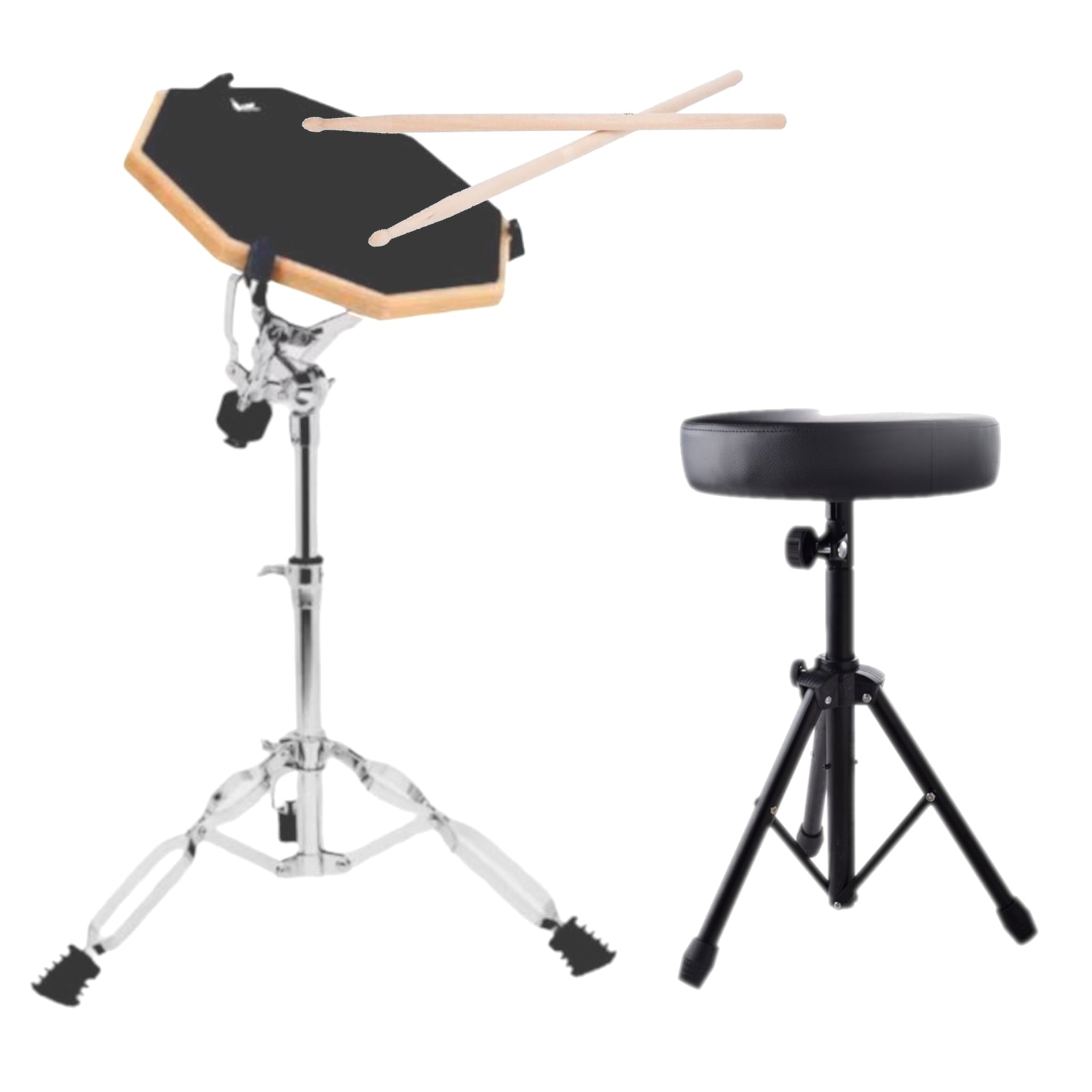 12" Mute Drum Practice Pad + Adjustable Snare Drum Stand