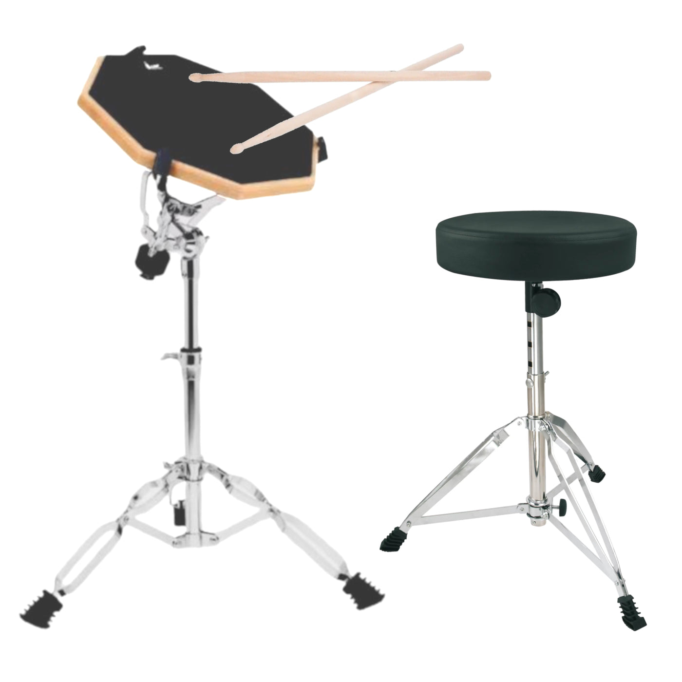 12" Mute Drum Practice Pad + Adjustable Snare Drum Stand