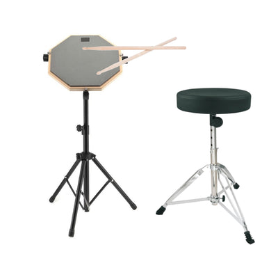 12" Mute Drum Practice Pad Black Stand optionl Drum Stool and Sticks