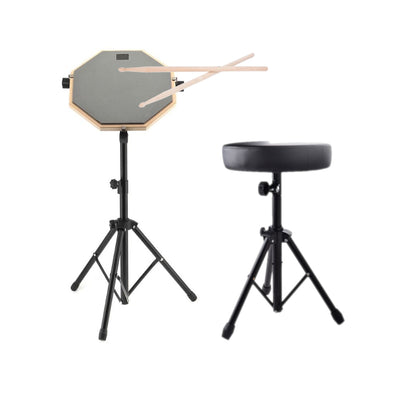 12" Mute Drum Practice Pad Black Stand optionl Drum Stool and Sticks