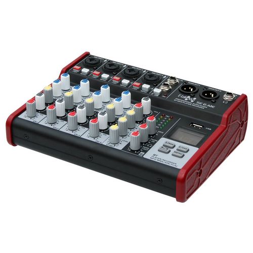 SE-6MM Live Audio Mixer 6 Channel Mixer incl. USB Bluetooth Soundcard Phantom Power with Condenser Mic